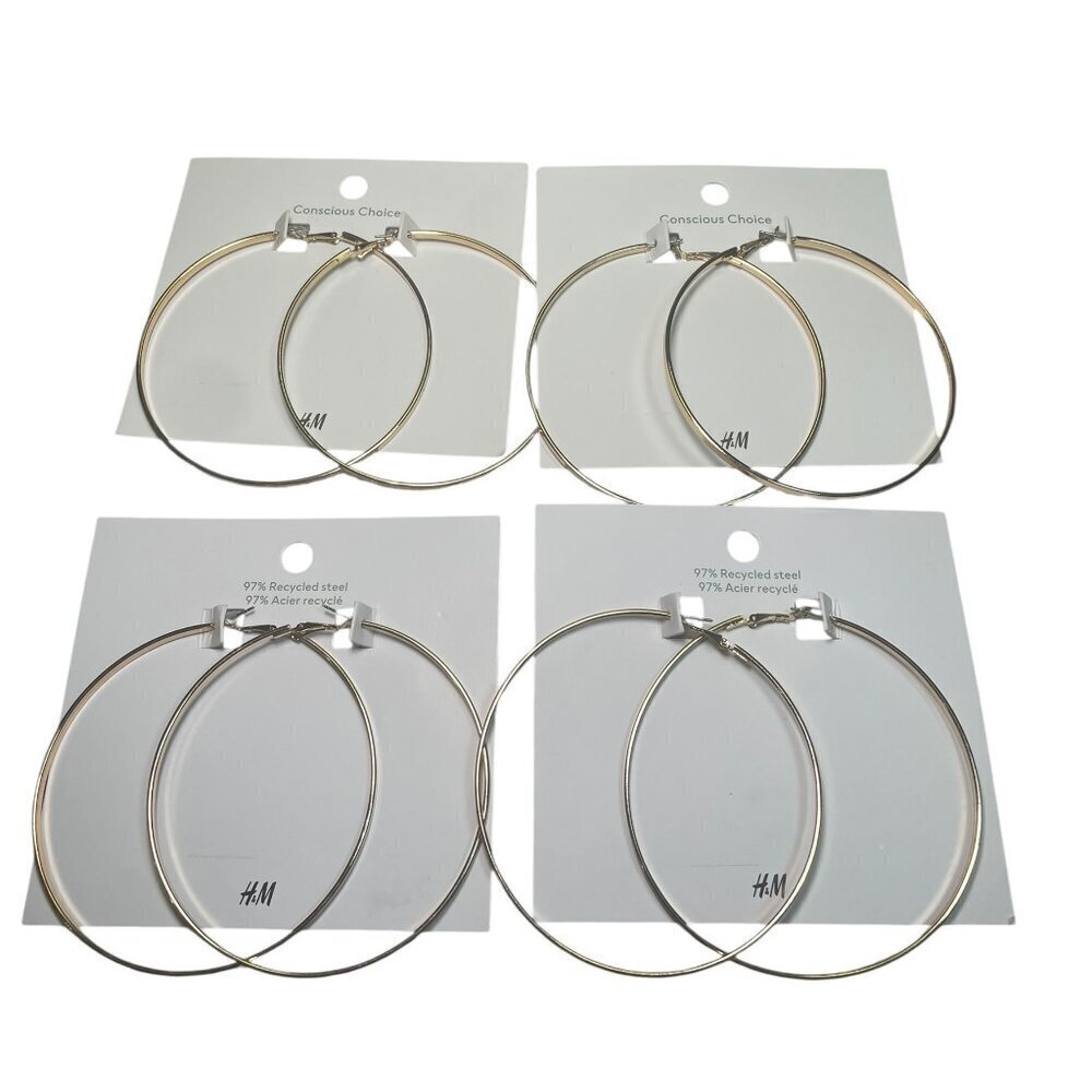 H&M Set of 4 Gold Hoop Earrings NWT